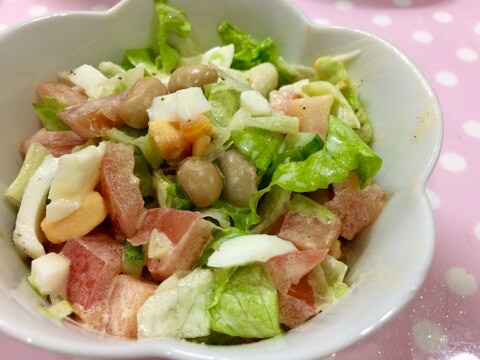 卵とお豆の甘みで食べる★お野菜コロコロサラダ